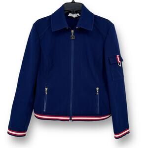 St John Sport Nautical Zip Front Jacket Womens Size Small Yacht Rock Logo